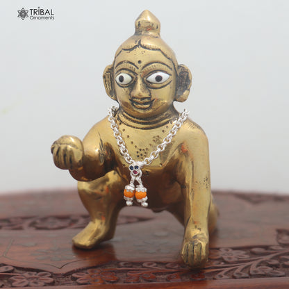 925 sterling silver link chain necklace for Lord Krishna Laddu Gopala jewelry set891