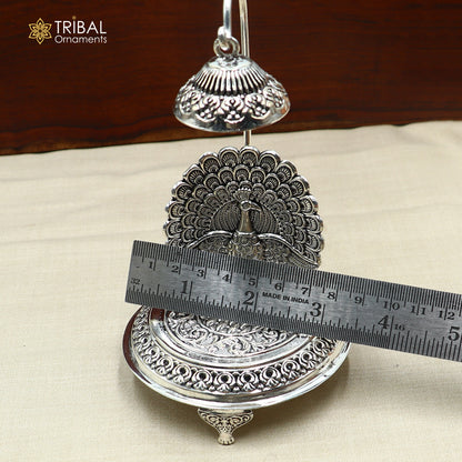 925 sterling silver peacock design God statue's chair Singhasan, throne temple puja article art892