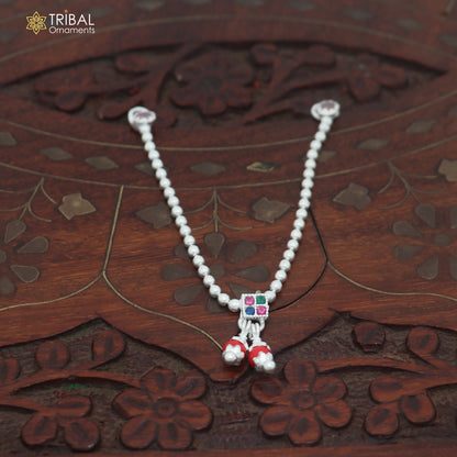 925 sterling silver beaded chain necklace for Lord Krishna Laddu Gopala jewelry set892