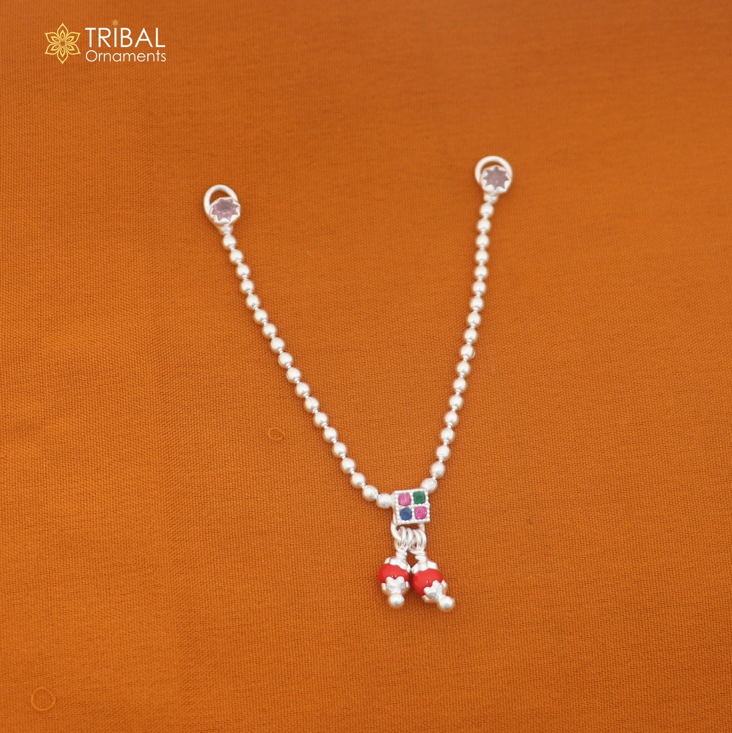 925 sterling silver beaded chain necklace for Lord Krishna Laddu Gopala jewelry set892