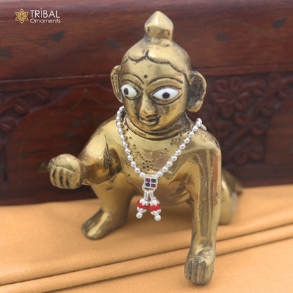 925 sterling silver beaded chain necklace for Lord Krishna Laddu Gopala jewelry set892