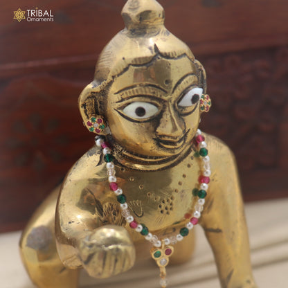 925 sterling silver multi colour stone necklace for idols or god statues gold polished jewelry set898
