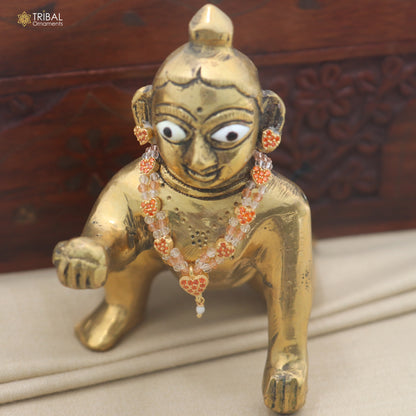 925 sterling silver orange stone necklace for idols or god statues gold polished jewelry set899