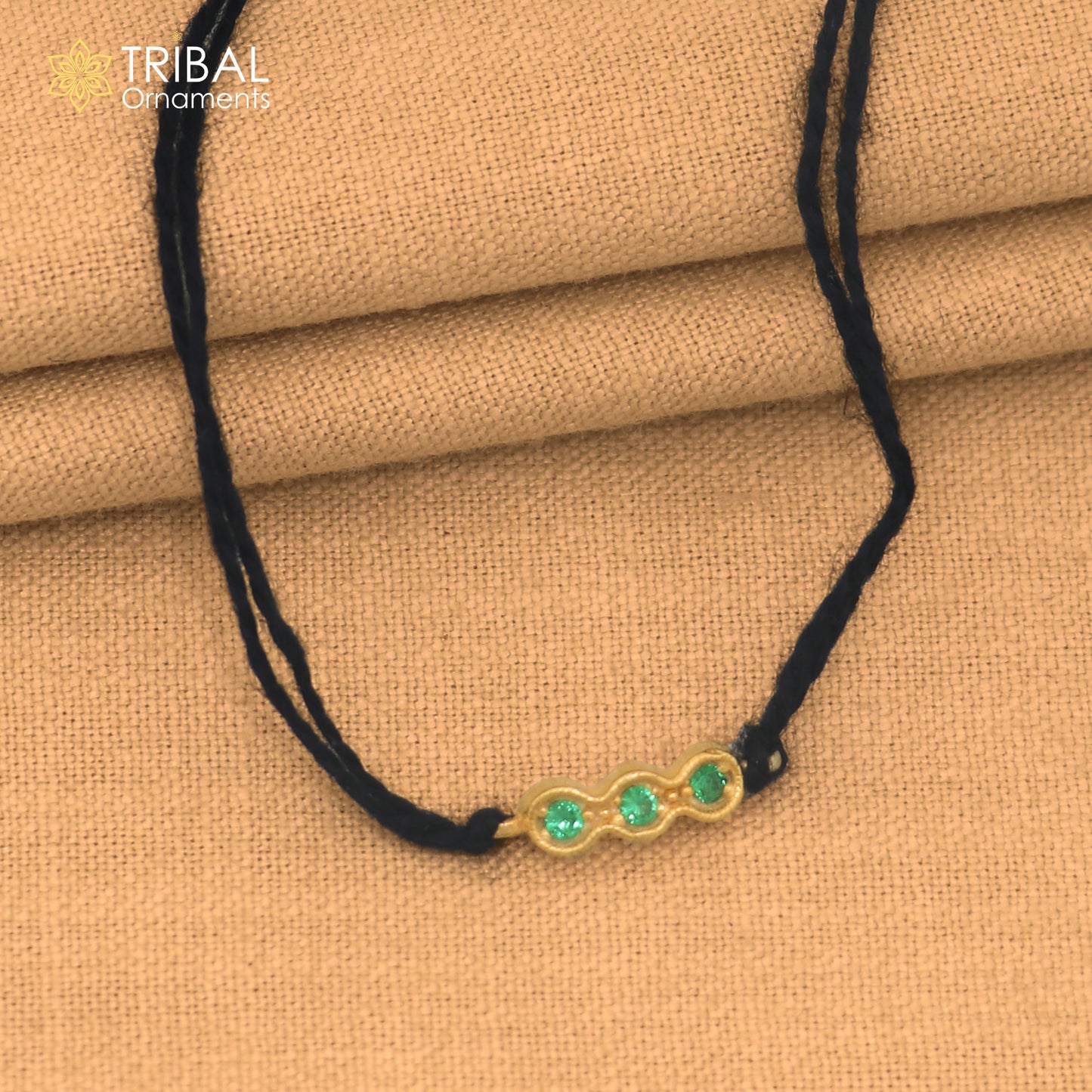 925 sterling silver green stone necklace for idols or god statues gold polished jewelry set905