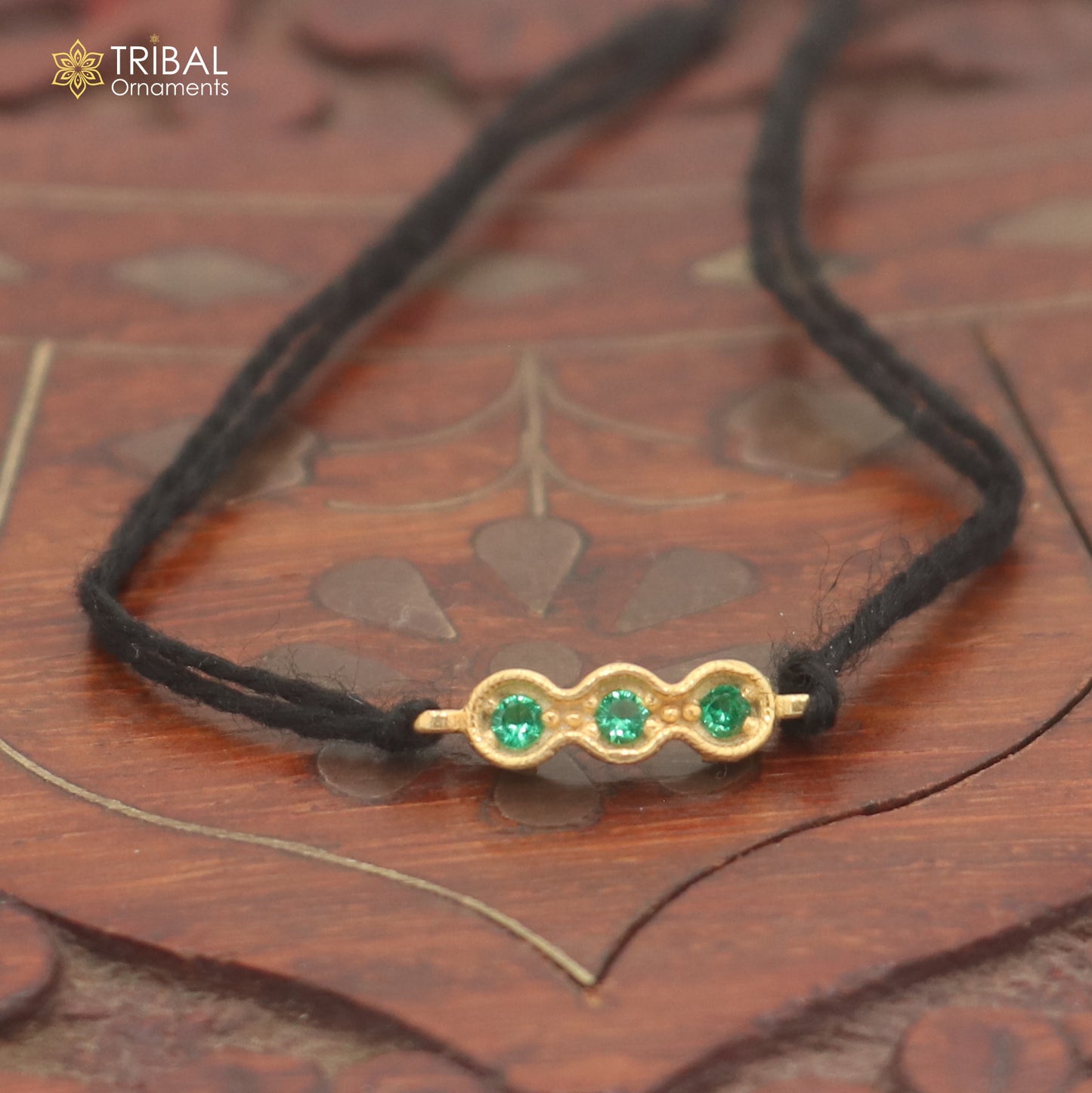925 sterling silver green stone necklace for idols or god statues gold polished jewelry set905
