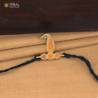 925 sterling silver orange stone kalangi for safa idols or god statues gold polished jewelry set907