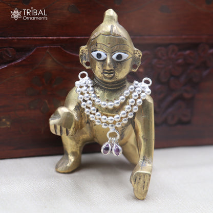 925 sterling silver 3 line beaded chain necklace for Lord Krishna Laddu Gopala jewelry set908