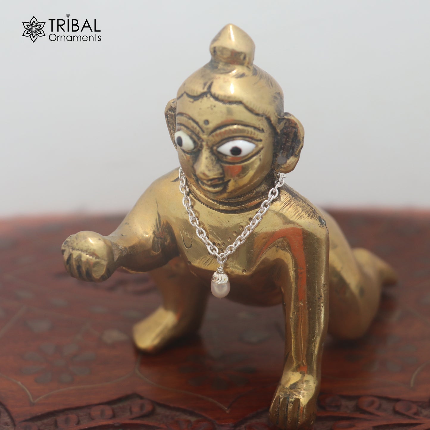 925 sterling silver link chain pearl beads necklace for Lord Krishna Laddu Gopala jewelry set910