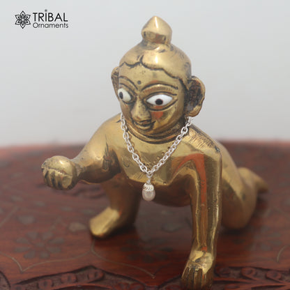 925 sterling silver link chain pearl beads necklace for Lord Krishna Laddu Gopala jewelry set910