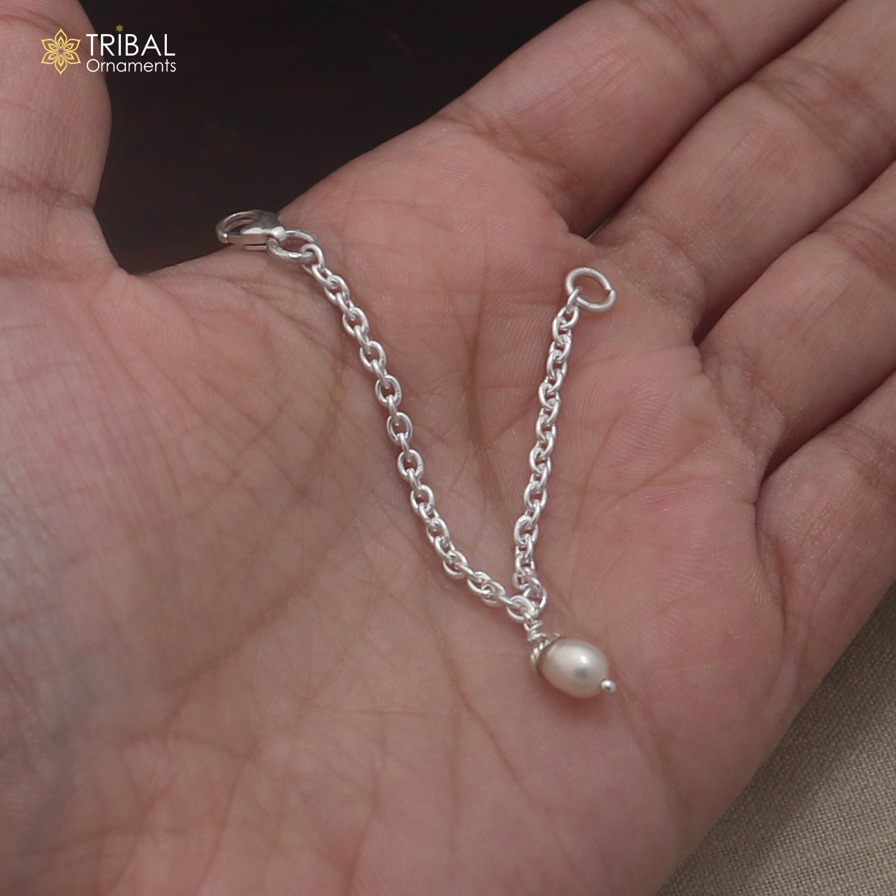 925 sterling silver link chain pearl beads necklace for Lord Krishna Laddu Gopala jewelry set910