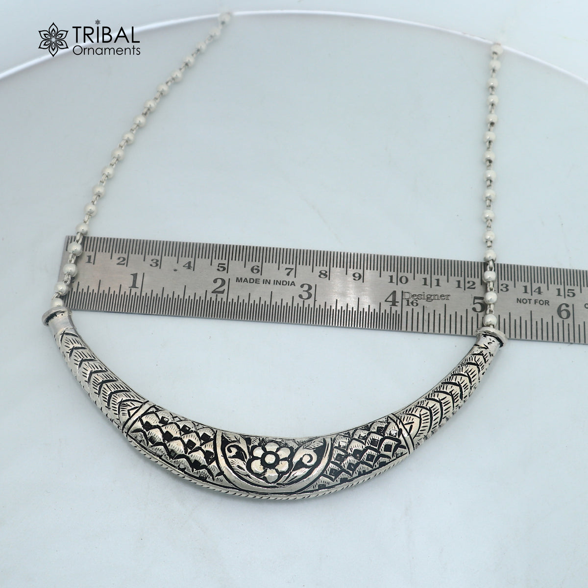 long Vintage traditional style 925 sterling silver beaded chain chitai necklace, choker tribal jewelry set916