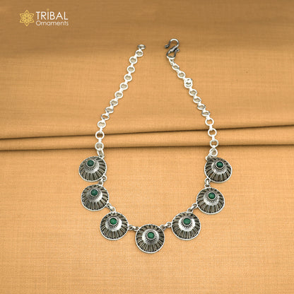 925 sterling silver traditional fit neck stone choker necklace best belly dance jewelry set920