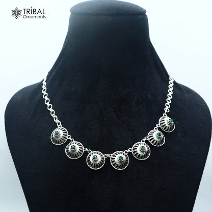 925 sterling silver traditional fit neck stone choker necklace best belly dance jewelry set920