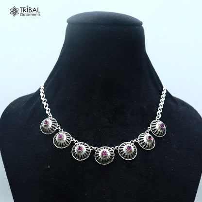 925 sterling silver traditional fit neck stone choker necklace best belly dance jewelry set921