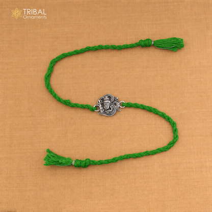 925 Sterling silver lord shiva design thread rakhi bracelet rk323