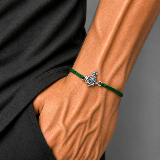 925 Sterling silver Lord Shiva design thread rakhi bracelet rk328