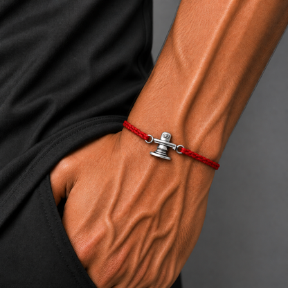 925 Sterling silver Siva lingam design thread rakhi bracelet rk351