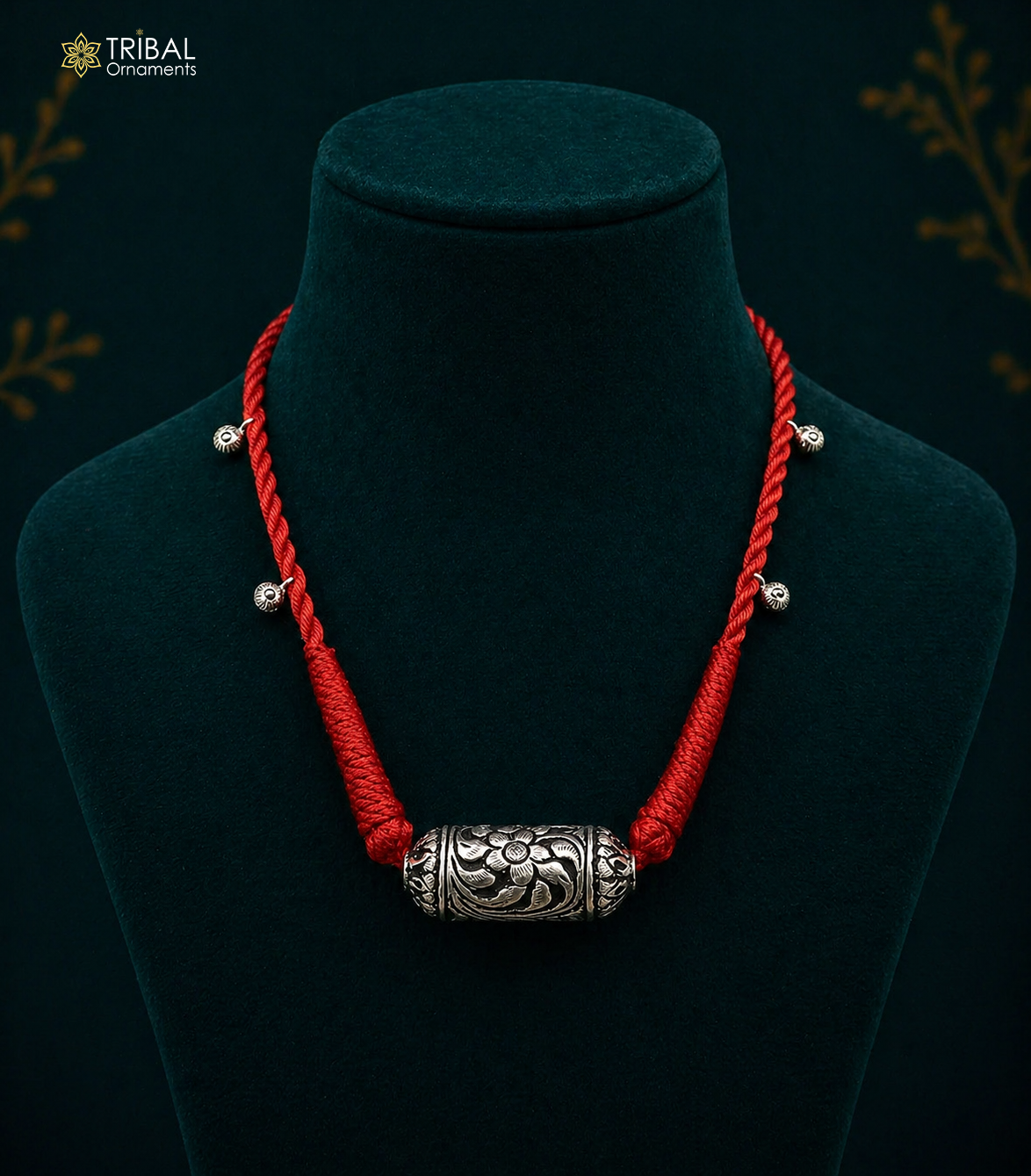 Sterling silver Rajasthani traditional stylish necklace choker with intricate Guttapusalu design, ideal for bridal or belly dance jewelry.