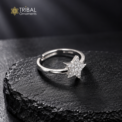925 sterling silver star design cz stone ring women jewelry sr835