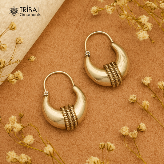 925 sterling silver handmade vintage antique design amazing design hoops earring bali, customized earring gift tribal ethnic jewelry ske13