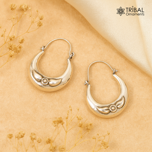 Handmade 925 sterling silver jewelry, fabulous vintage stylish customized hoops earrings bali tribal ethnic personalized jewelry ske17