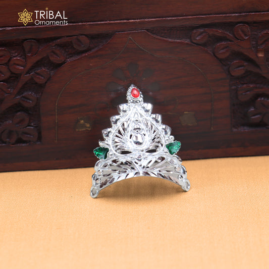 925 sterling silver vintage design krishan Mukut amazing goddess crown home temple art sm65