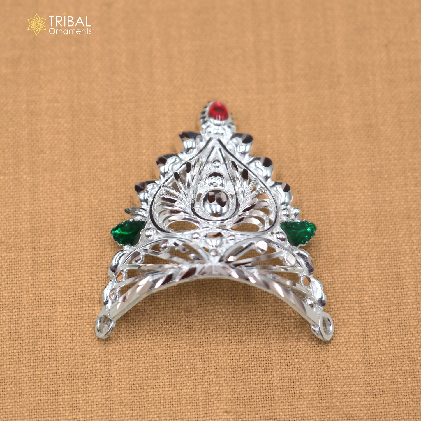 925 sterling silver vintage design krishan Mukut amazing goddess crown home temple art sm65