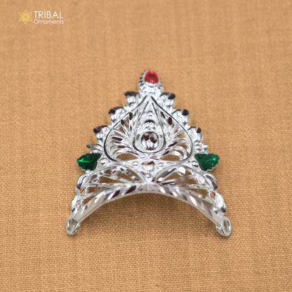 925 sterling silver vintage design krishan Mukut amazing goddess crown home temple art sm65