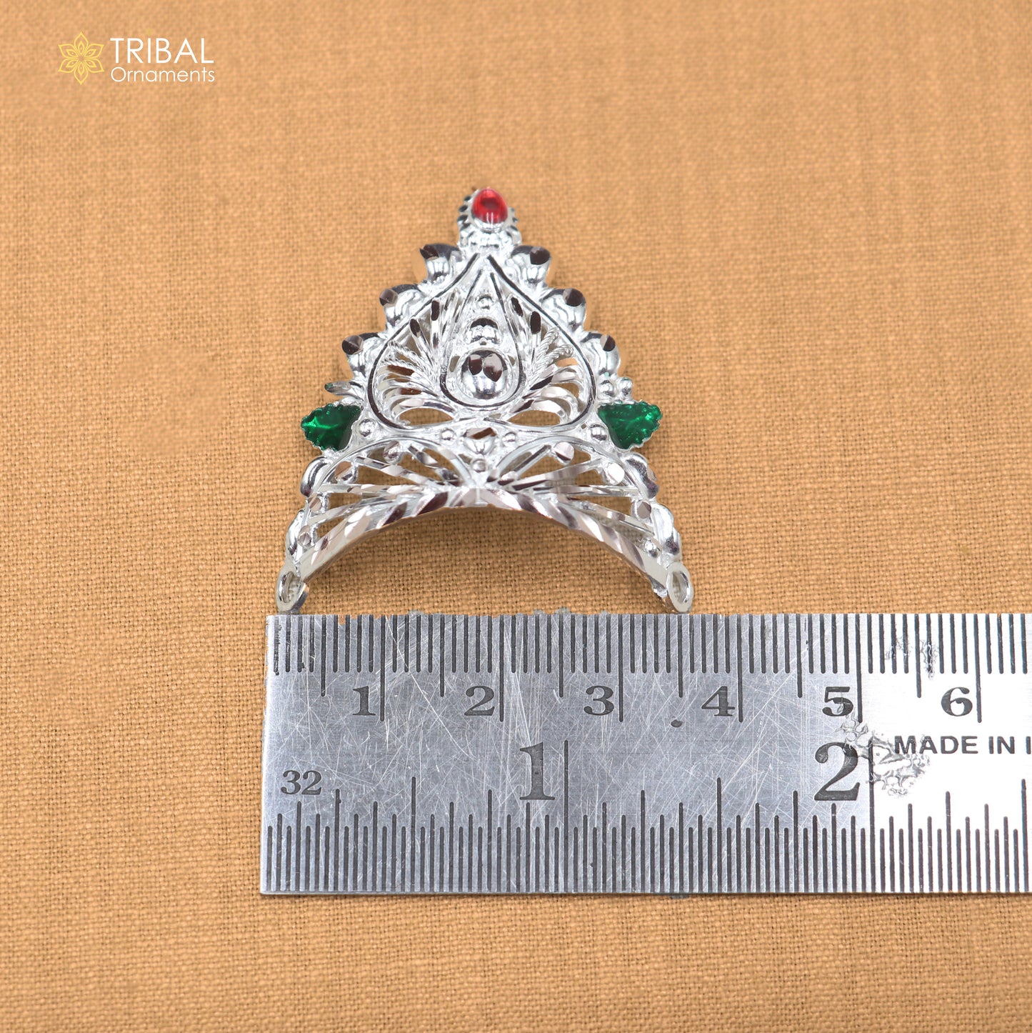 925 sterling silver vintage design krishan Mukut amazing goddess crown home temple art sm65