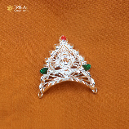 925 sterling silver vintage design krishan Mukut amazing goddess crown home temple art sm65