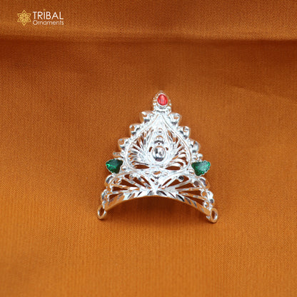 925 sterling silver vintage design krishan Mukut amazing goddess crown home temple art sm65