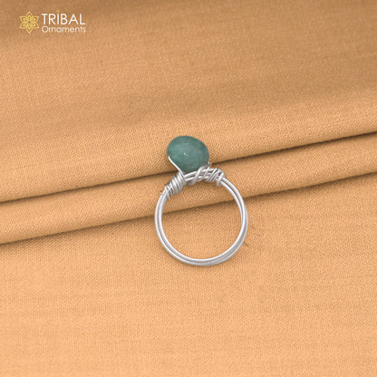 925 Sterling silver quartz stone wire style ring unisex jewelry sr834