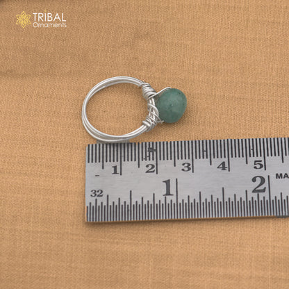 925 Sterling silver quartz stone wire style ring unisex jewelry sr834