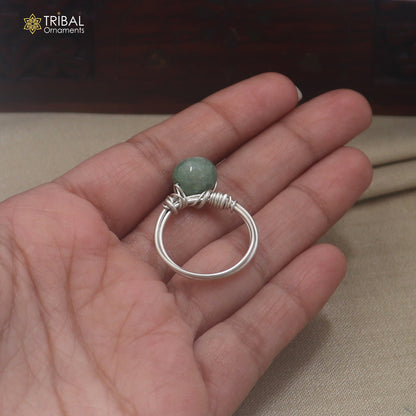 925 Sterling silver quartz stone wire style ring unisex jewelry sr834