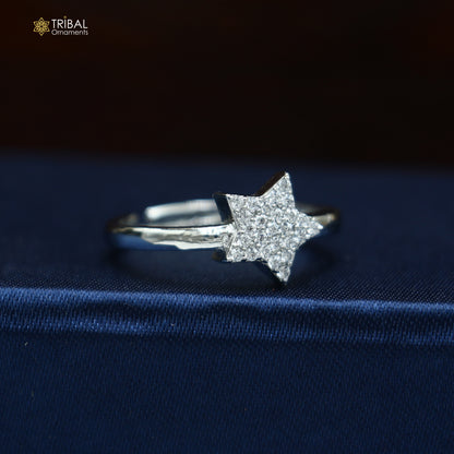 925 sterling silver star design cz stone ring women jewelry sr835