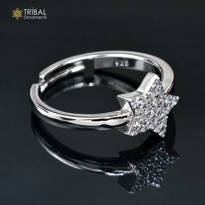 925 sterling silver star design cz stone ring women jewelry sr835