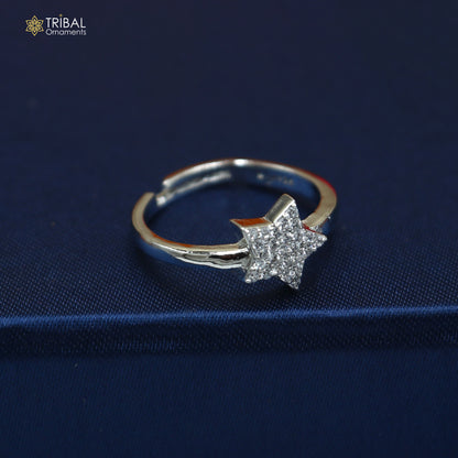 925 sterling silver star design cz stone ring women jewelry sr835