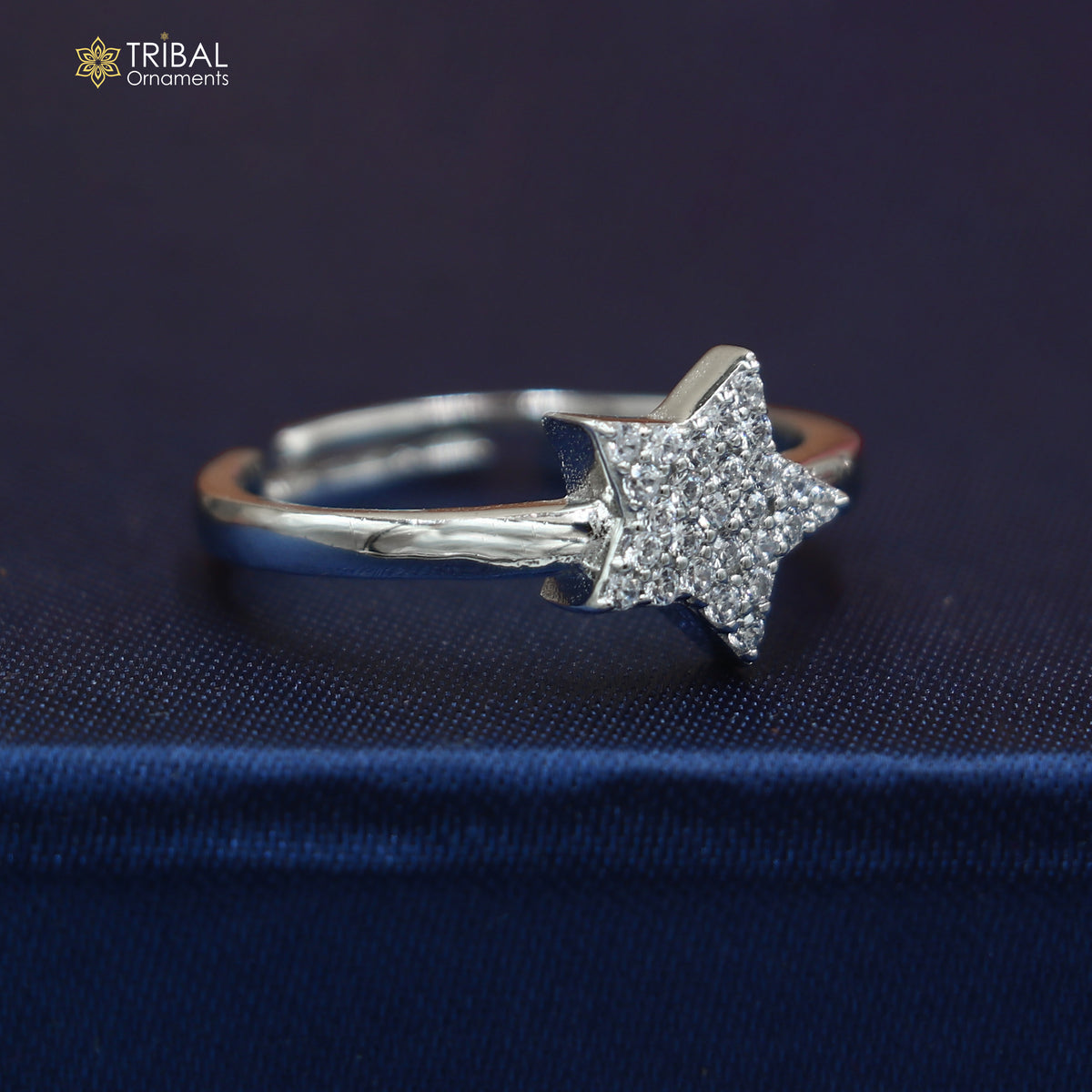 925 sterling silver star design cz stone ring women jewelry sr835