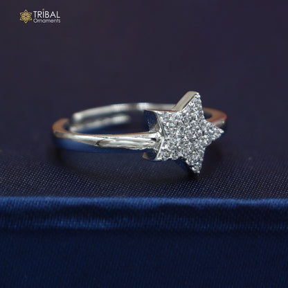 925 sterling silver star design cz stone ring women jewelry sr835