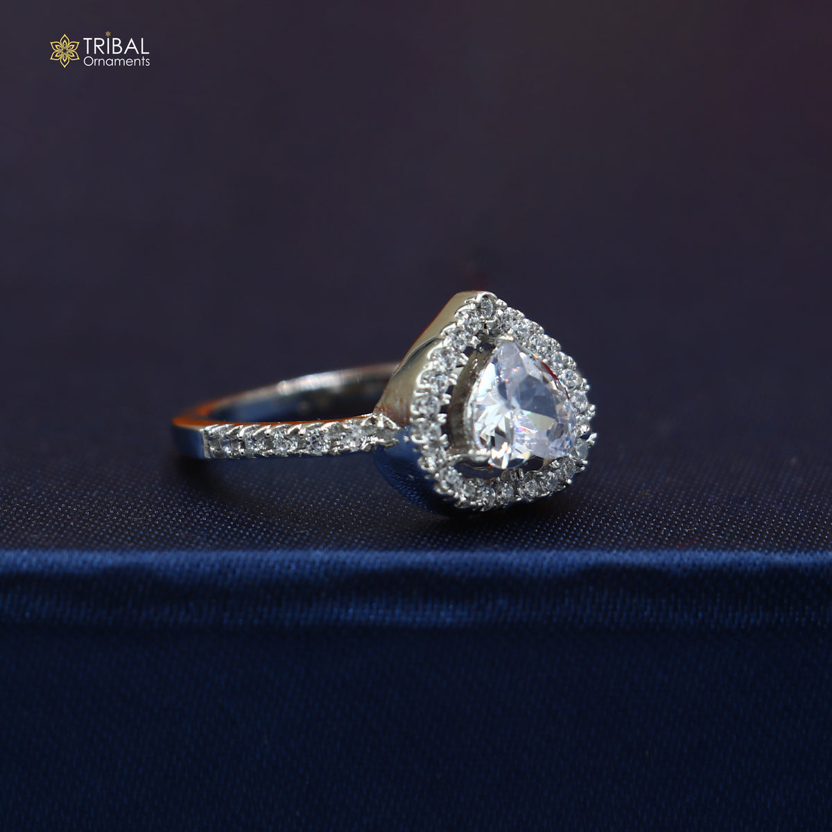 925 sterling silver heart shape cz stone ring sr836
