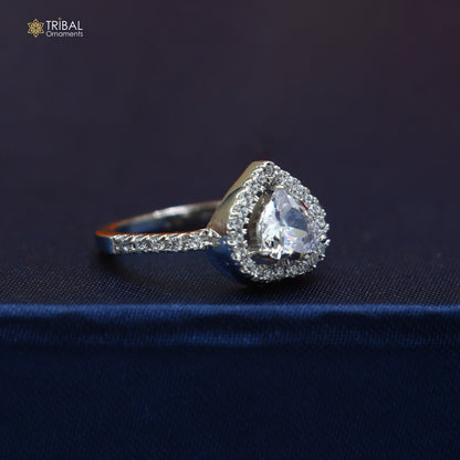 925 sterling silver heart shape cz stone ring sr836