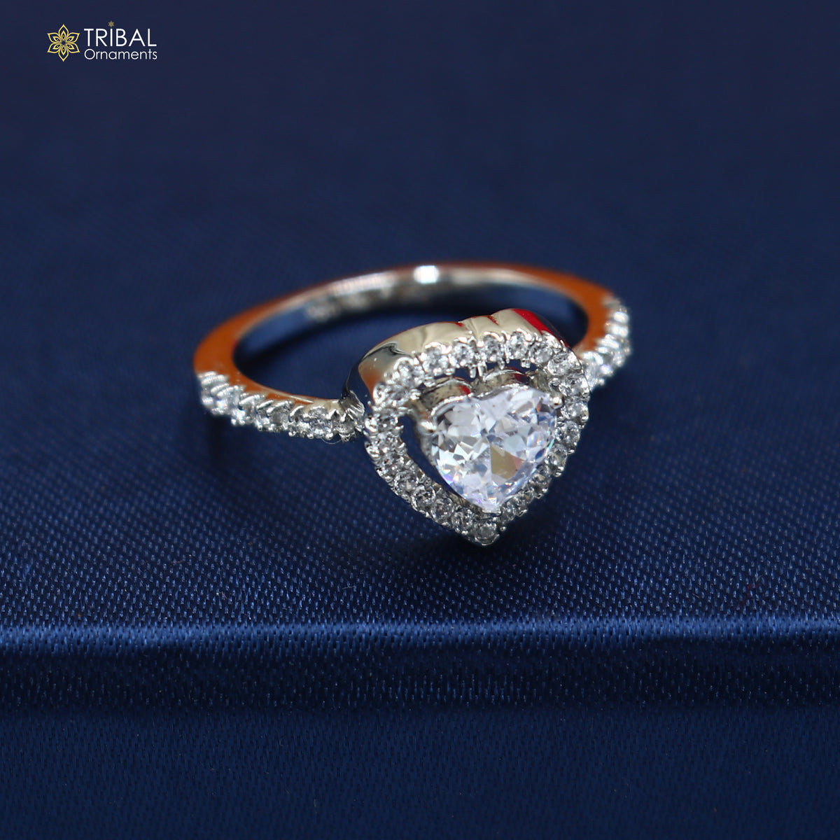 925 sterling silver heart shape cz stone ring sr836