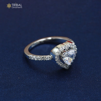 925 sterling silver heart shape cz stone ring sr836