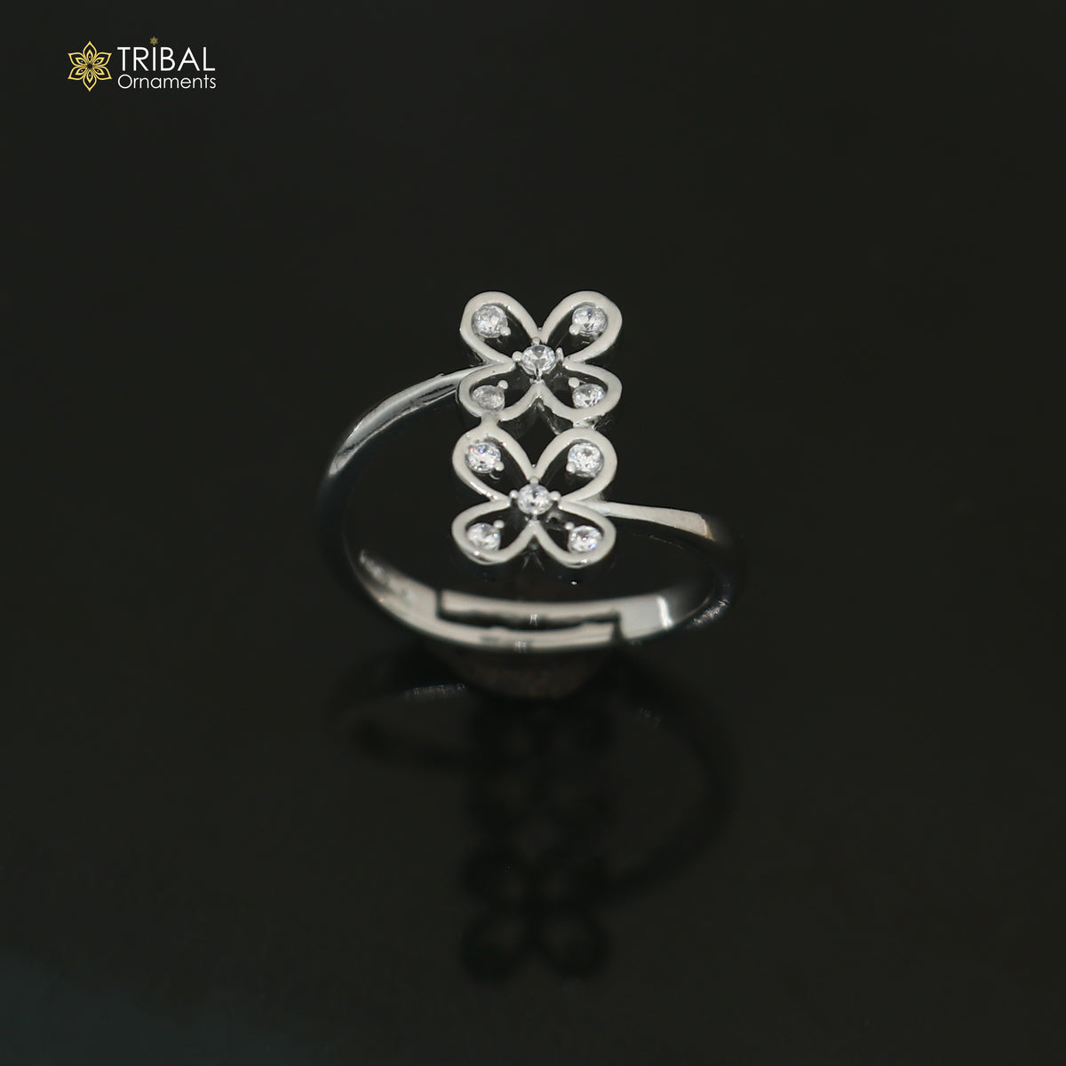 925 sterling silver flower style cz stone ring sr838