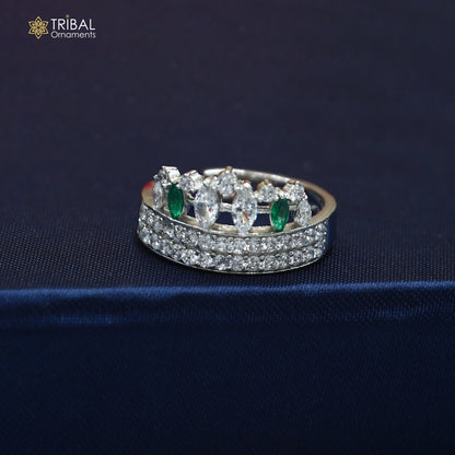 925 sterling silver crown style cz stone ring sr839