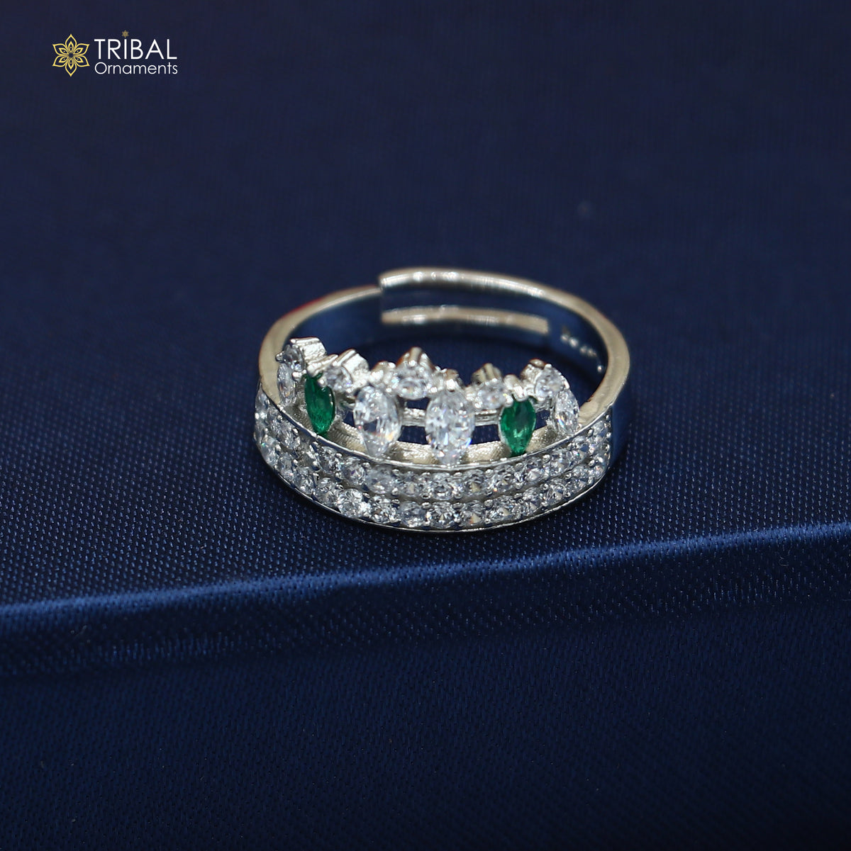925 sterling silver crown style cz stone ring sr839