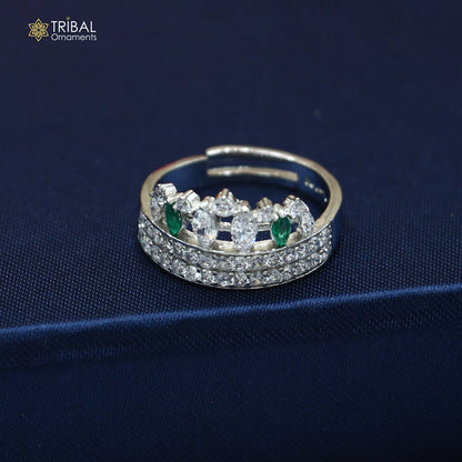 925 sterling silver crown style cz stone ring sr839