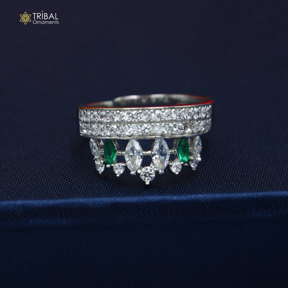 925 sterling silver crown style cz stone ring sr839