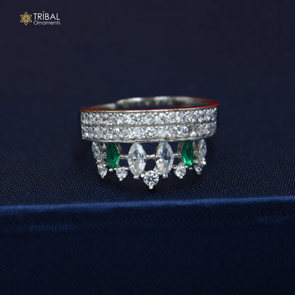 925 sterling silver crown style cz stone ring sr839