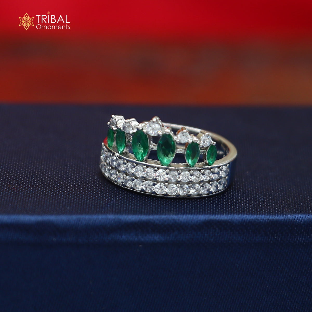 925 sterling silver crown style cz stone ring sr840
